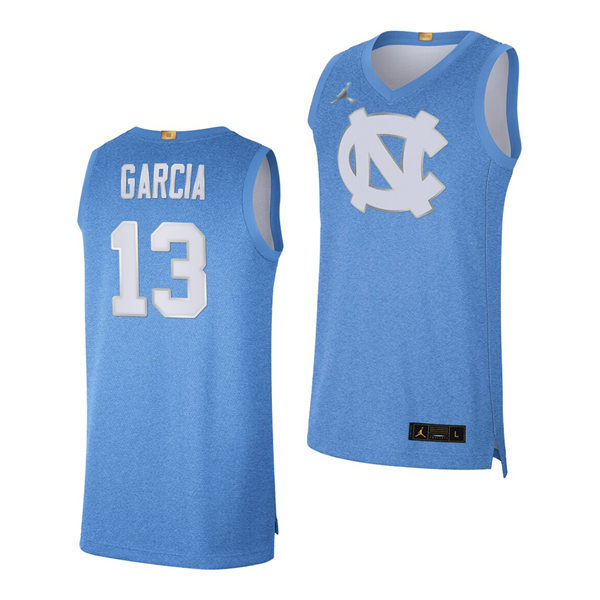 Mens North Carolina Tar Heels #13 Dawson Garcia Blue Rivalry Limited 100th Anniversary Jersey