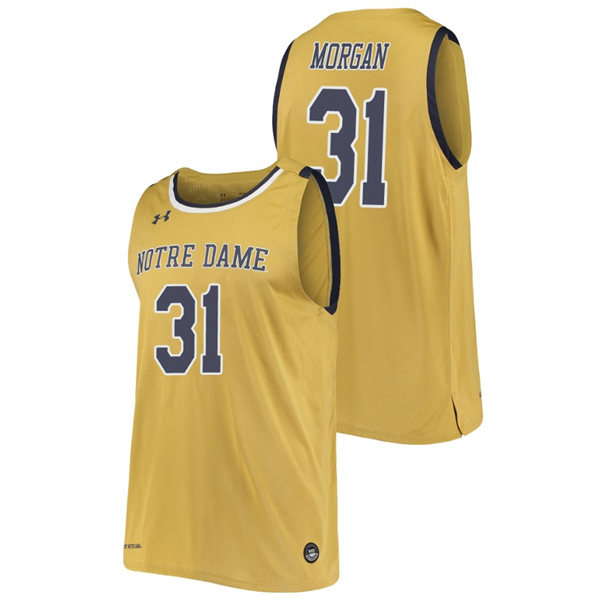 Mens Notre Dame Fighting Irish #31 Elijah Morgan Under Armour Gold College Basketball Jersey