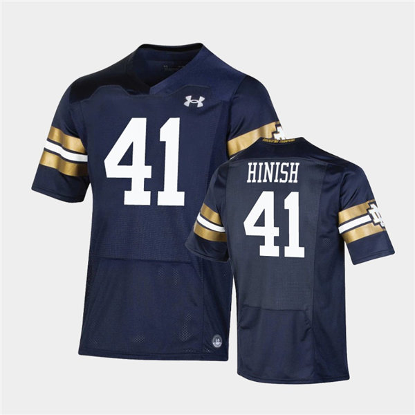 Mens Notre Dame Fighting Irish #41 Kurt Hinish Under Armour Navy 2021 Shamrock Series Game Jersey
