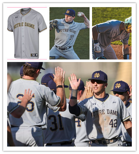 Mens Notre Dame Fighting Irish Custom Tanner Kohlhepp Aidan Tyrell Will Mercer John Walsh Under Armour Grey Baseball Jerse