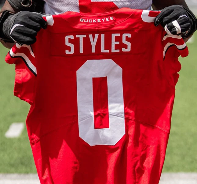 Mens Ohio State Buckeyes #0 Sonny Styles 2025 Scarlet Nike F.U.S.E. Limited College Football Game Jersey 