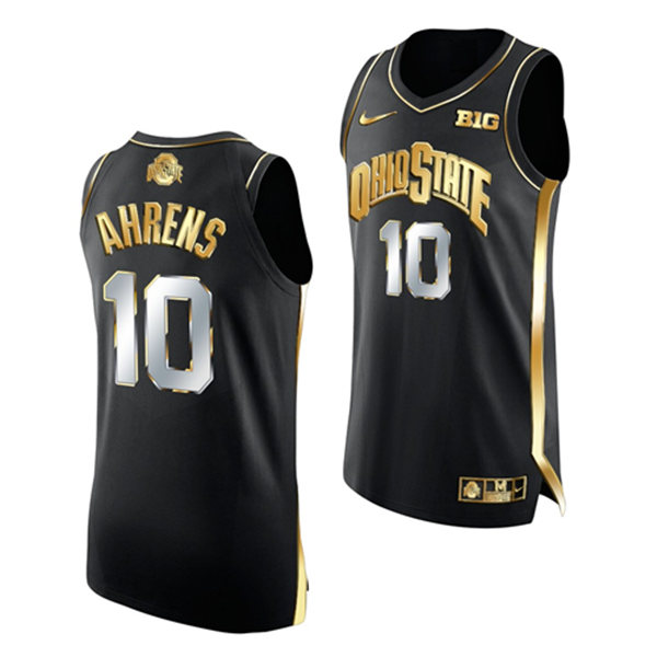 Mens Ohio State Buckeyes #10 Justin Ahrens Nike Black Golden Edition Basketball Jersey