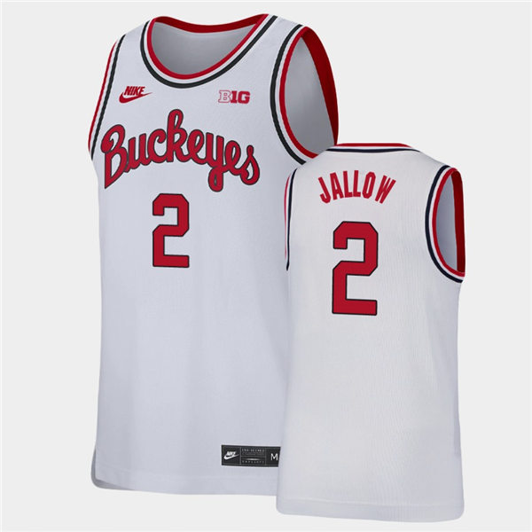 Mens Ohio State Buckeyes #2 Musa Jallow Nike White Turning Back The Clocks 1980'S RETRO Basketball Jersey
