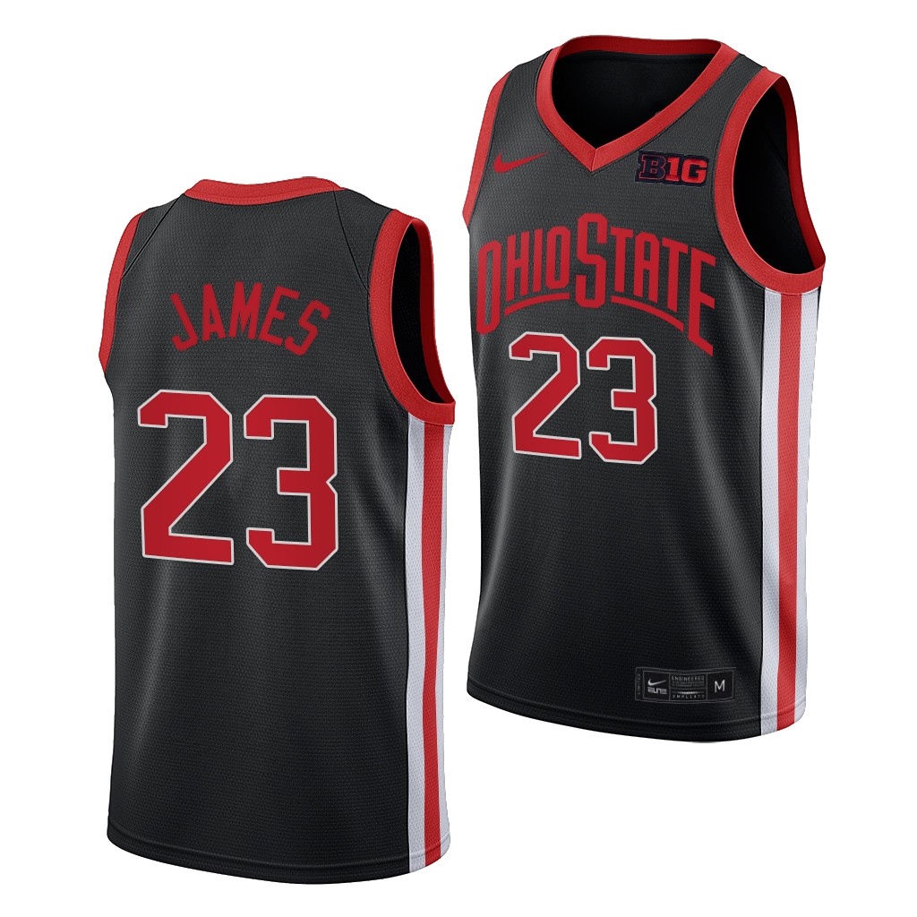 Mens Ohio State Buckeyes #23 LeBron James Nike 2021 Black Retro Basketball Jersey