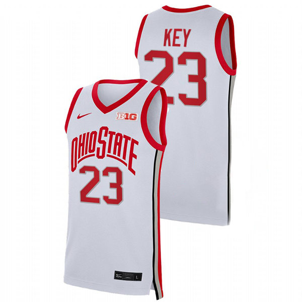 Mens Ohio State Buckeyes #23 Zed Key Nike 2021 White Primary College Basketball Game Jersey