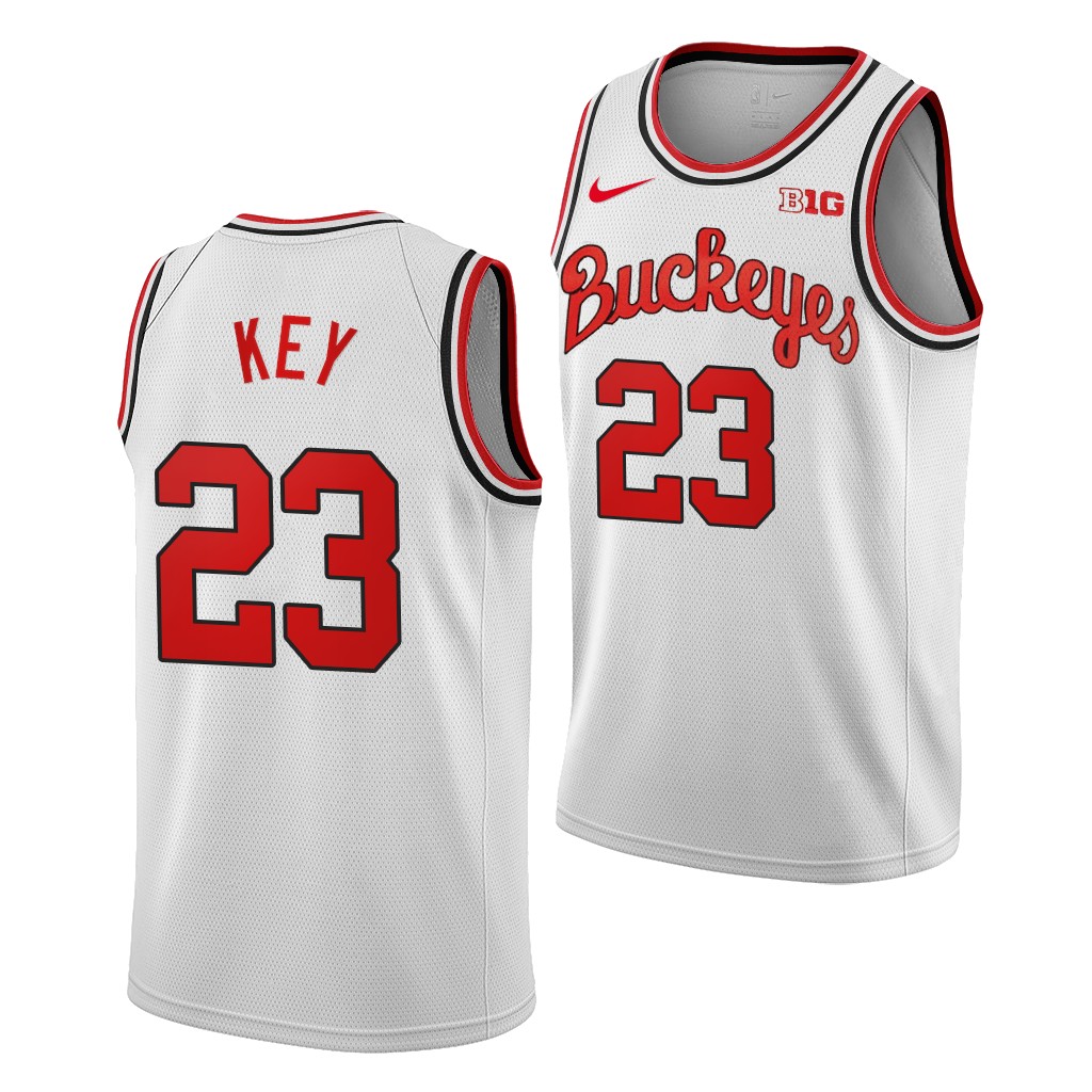 Mens Ohio State Buckeyes #23 Zed Key Nike White Turning Back The Clocks 1980'S RETRO Basketball Jersey