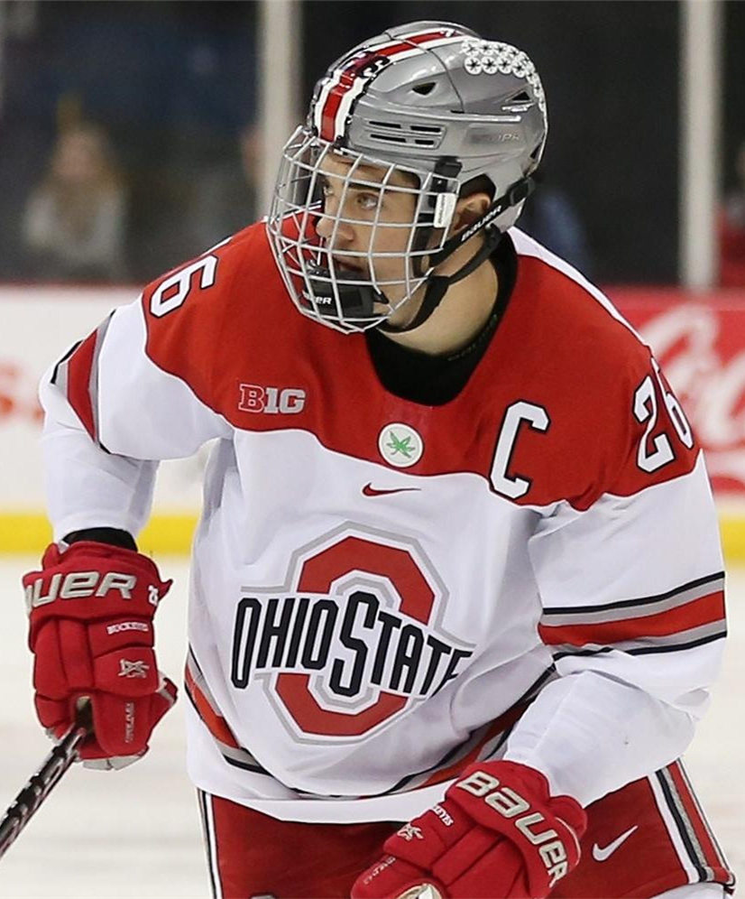 Mens Ohio State Buckeyes #26 Mason Jobst Nike 2019 White College Hockey Jersey