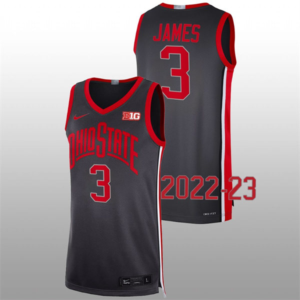 Mens Ohio State Buckeyes #3 Bronny James Nike 2021 Black Primary College Basketball Game Jersey