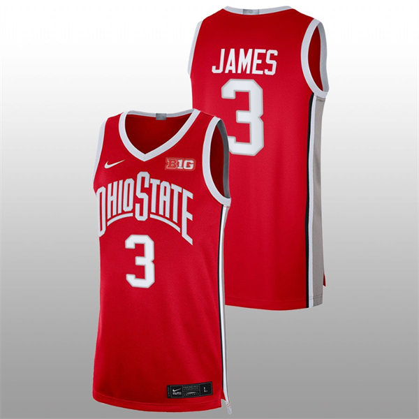 Mens Ohio State Buckeyes #3 Bronny James Nike 2021 Retro Scarlet Basketball Jersey