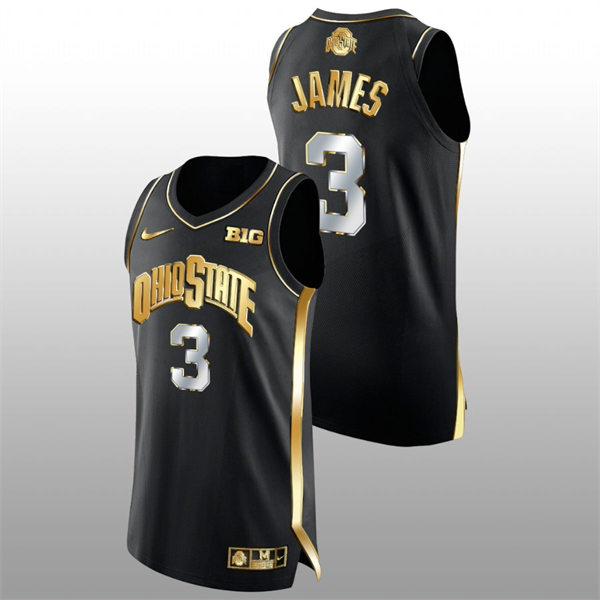 Mens Ohio State Buckeyes #3 Bronny James Nike Black Golden Edition Basketball Jersey