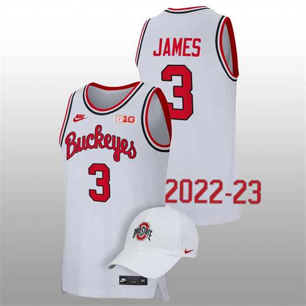 Mens Ohio State Buckeyes #3 Bronny James Nike White Turning Back The Clocks 1980'S RETRO Basketball Jersey