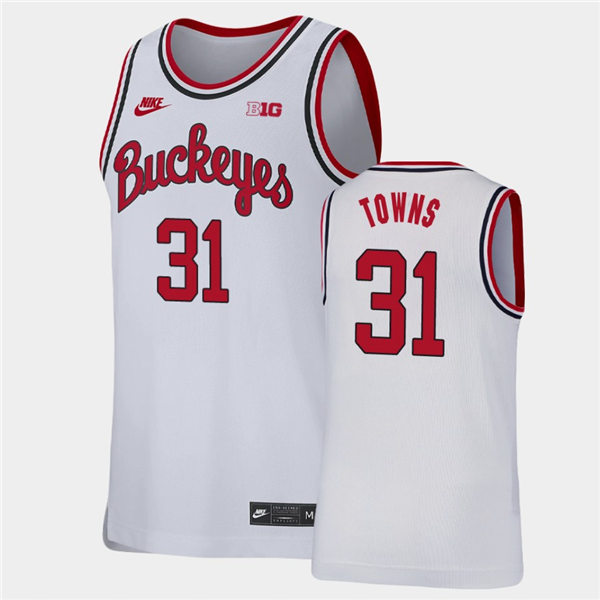 Mens Ohio State Buckeyes #31 Seth Towns Nike Nike White Turning Back The Clocks 1980'S RETRO Basketball Jersey