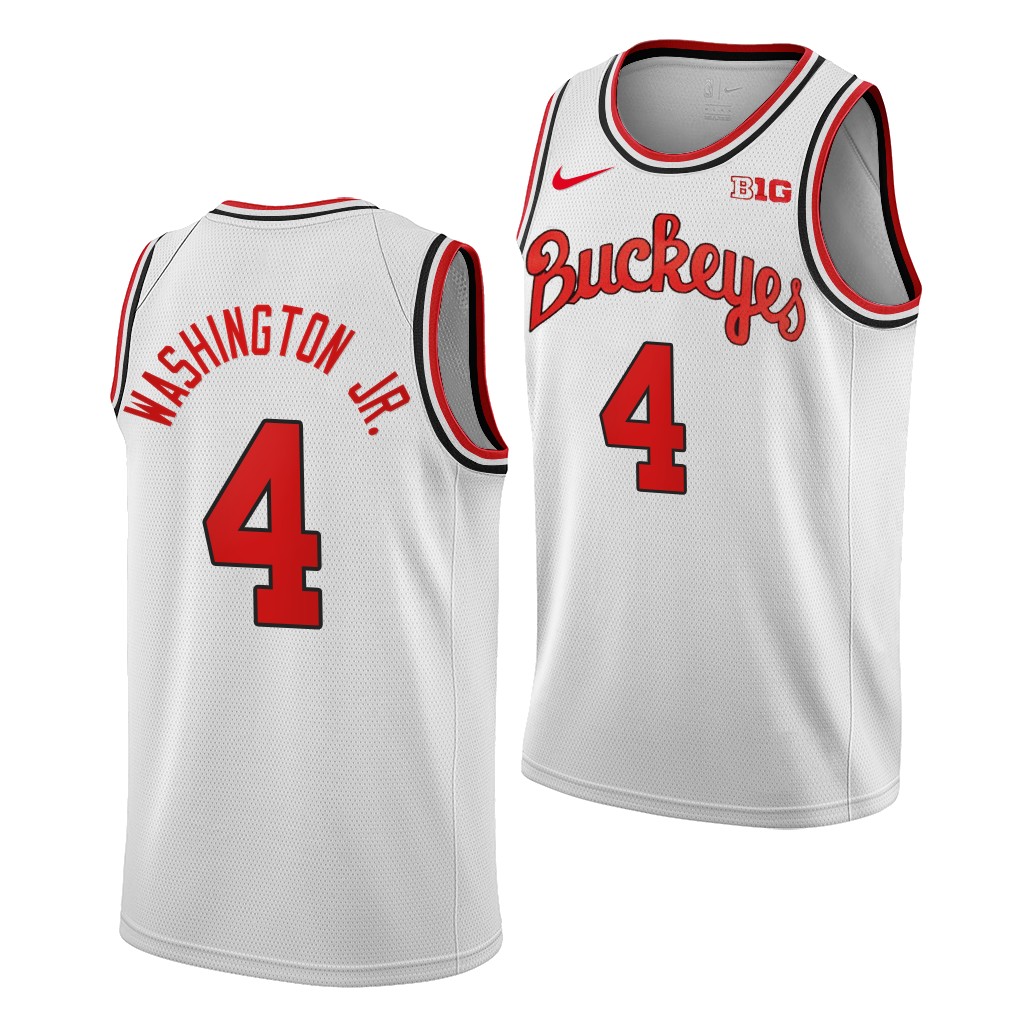 Mens Ohio State Buckeyes #4 Duane Washington Jr. Nike White Turning Back The Clocks 1980'S RETRO Basketball Jersey