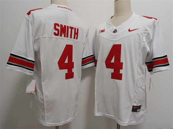 Mens Ohio State Buckeyes #4 Jeremiah Smith White Nike F.U.S.E. Limited College Football Game Jersey 