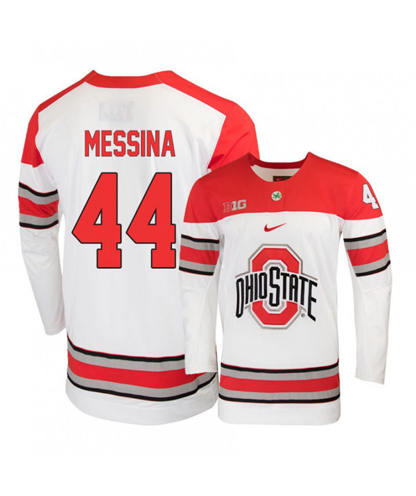 Mens Ohio State Buckeyes #44 Dalton Messina Nike 2019 White Hockey Jersey