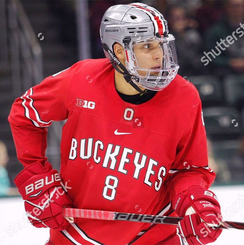 Mens Ohio State Buckeyes #8 Dakota Joshua Nike 2019 Red College Hockey Jersey