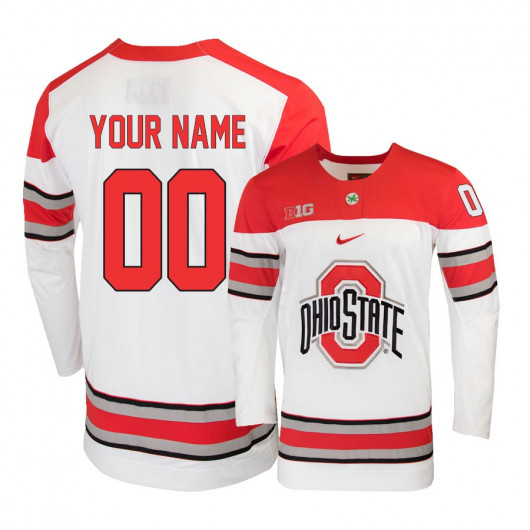 Mens Ohio State Buckeyes Custom Sasha Larocque Dakota Joshua Paul Caponigri Nike 2019 White Hockey Jersey