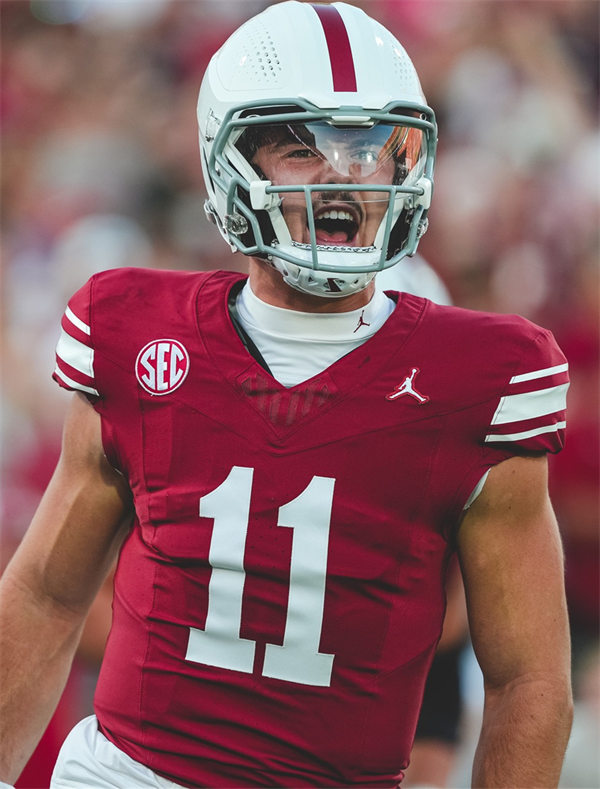 Mens Oklahoma Sooners #11 Jackson Arnold Crimson Throwback Alternate Game Jersey 