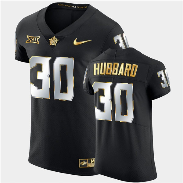 Mens Oklahoma State Cowboys #30 Chuba Hubbard Nike Black Golden Edition College Football Jersey