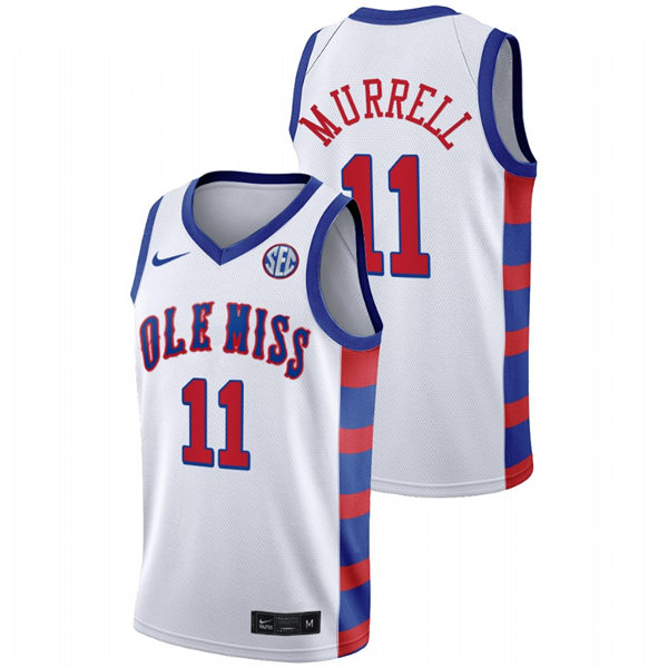 Mens Ole Miss Rebels #11 Matthew Murrell Nike 2021 White 20th Anniversary Basketball Jersey
