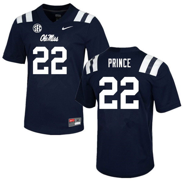 Mens Ole Miss Rebels #22 Deantre Prince Nike Navy College Football Game Jersey