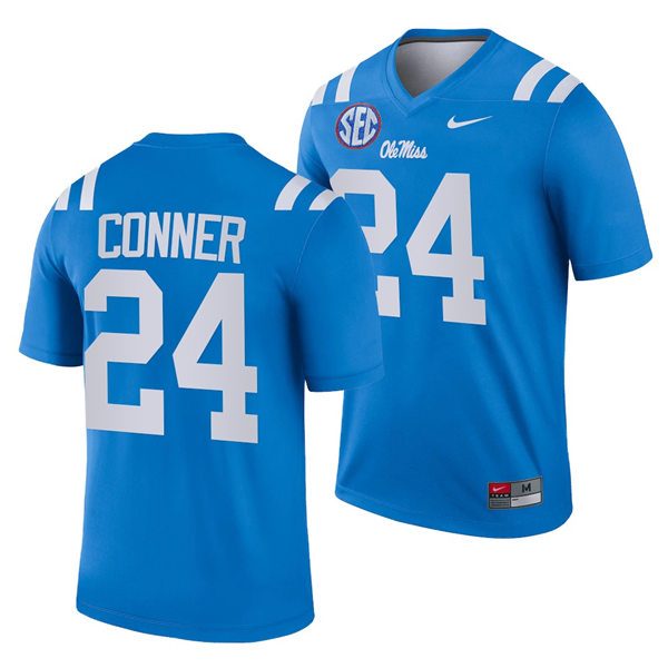 Mens Ole Miss Rebels #24 Snoop Conner Nike Light Blue College Football Game Jersey 