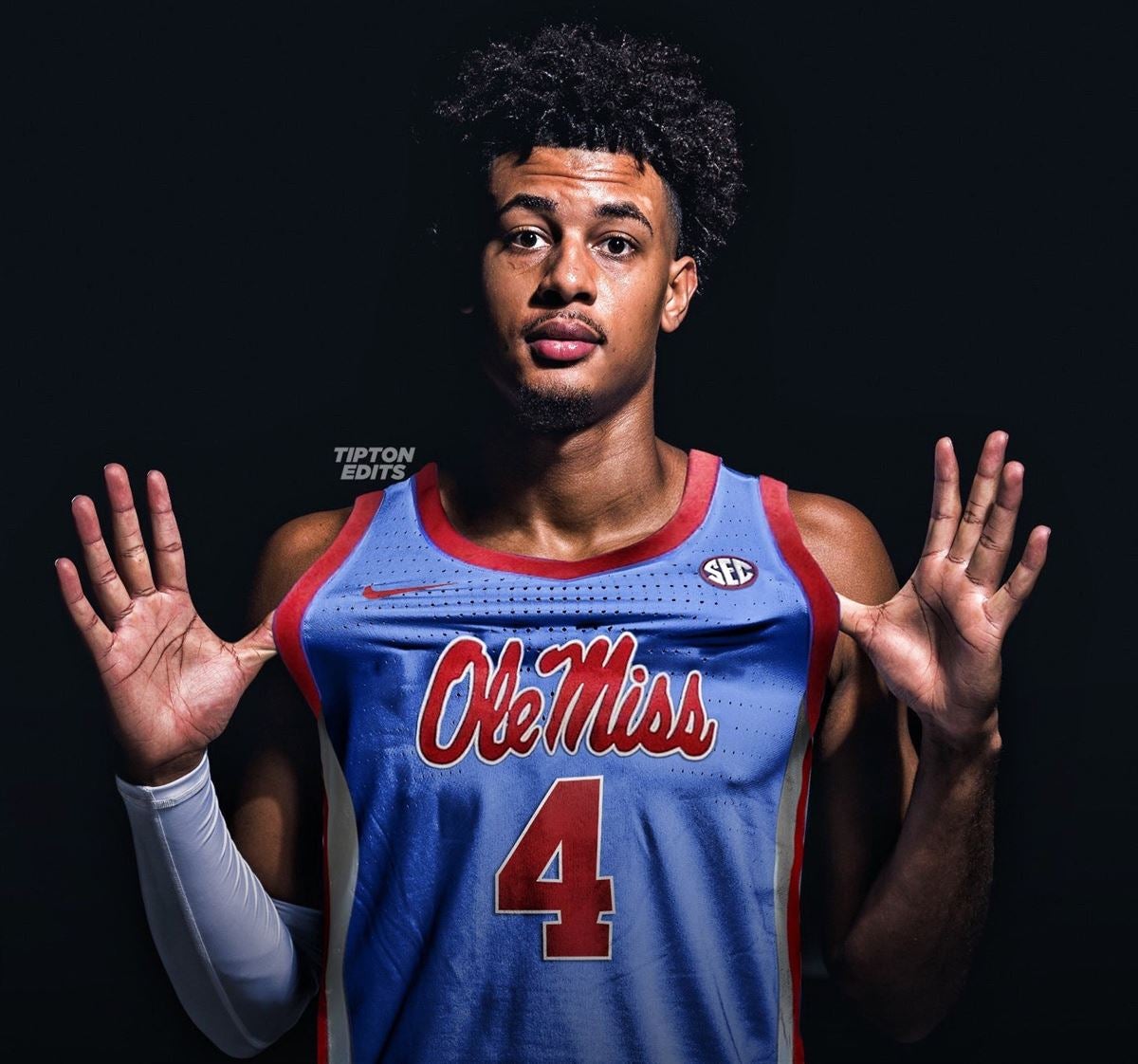 Mens Ole Miss Rebels #4 Jaemyn Brakefield Nike Powder Blue College Basketball Jersey