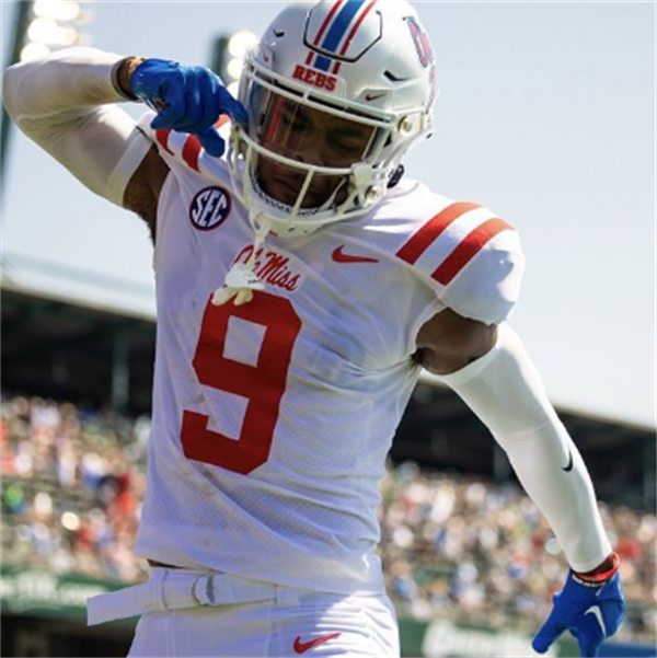 Mens Ole Miss Rebels #9 Tre Harris III White Red F.U.S.E. Limited Football Game Jersey 