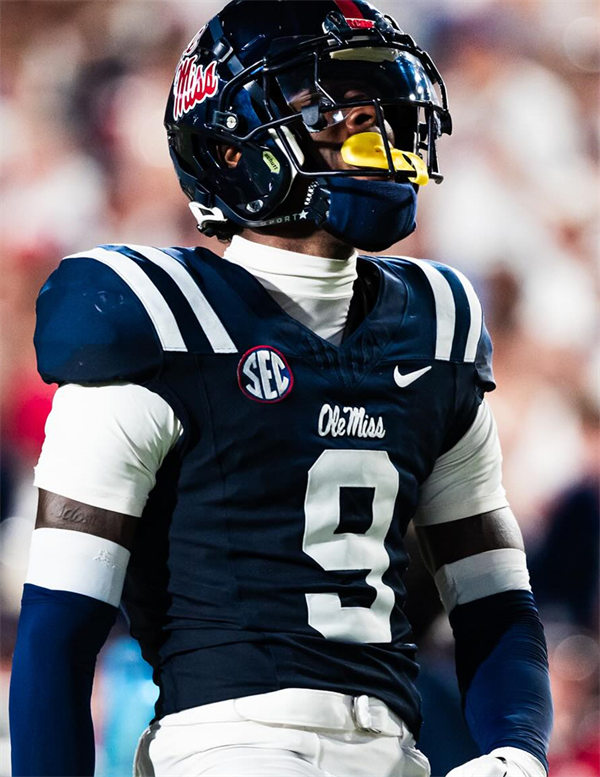 Mens Ole Miss Rebels#9 Tre Harris III Navy F.U.S.E. Limited Football Game Jersey  