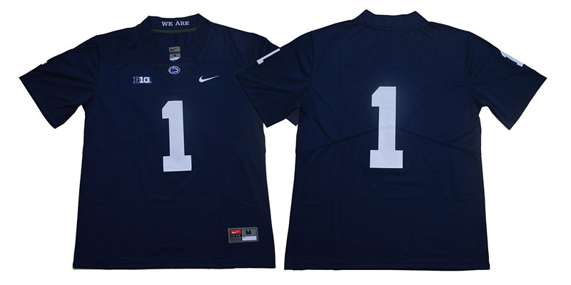Mens Penn State Nittany Lions #1 Christian Campbell Navy Football Jersey  Without Name