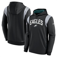 Mens Philadelphia Eagles Black Sideline Stack Performance Pullover Hoodie