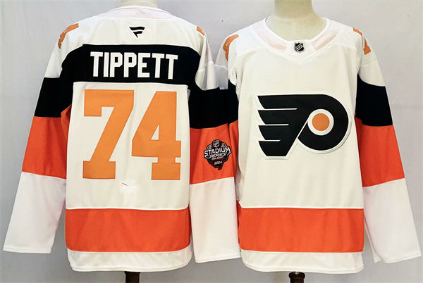 Mens Philadelphia Flyers #74 Owen Tippett White 2024 Stadium Series Jersey 