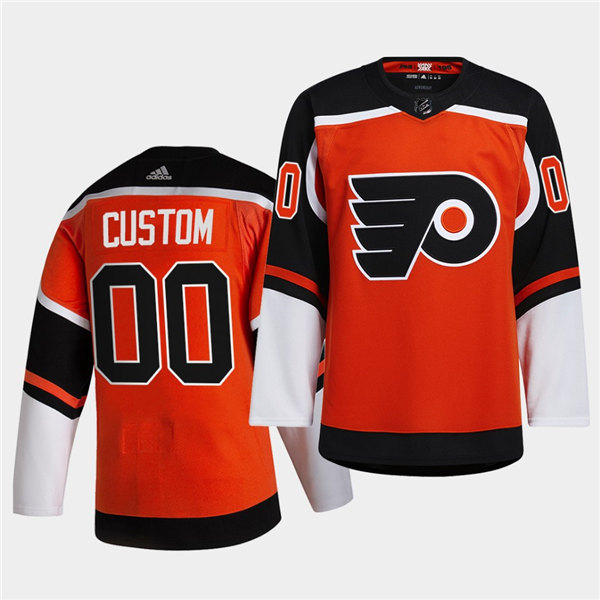Mens Philadelphia Flyers Custom adidas 2020-21 Reverse Retro Orange Jersey Stitched