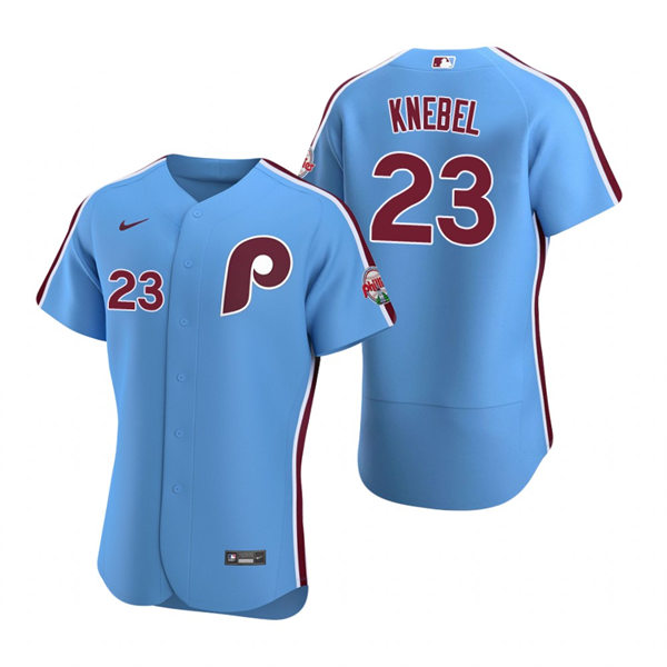 Mens Philadelphia Phillies #23 Corey Knebel Nike Light Blue Alternate Flexbase Player Jersey