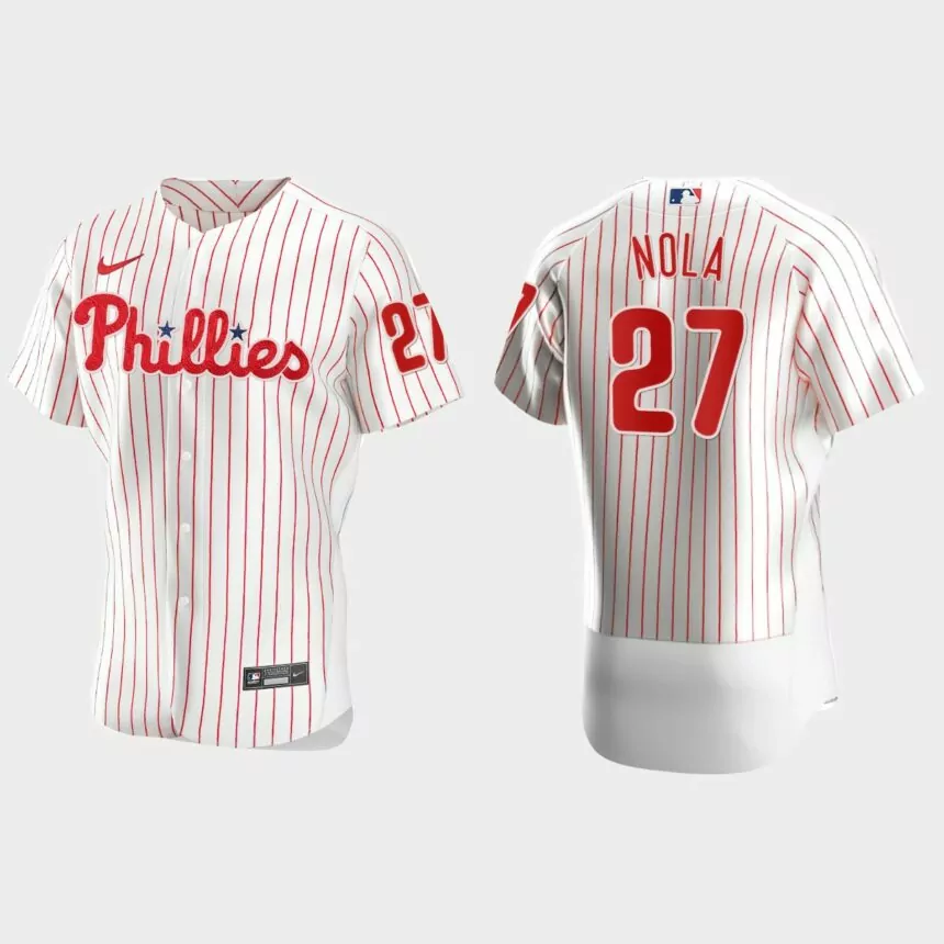 Mens Philadelphia Phillies Aaron Nola #27 White Authentic Jersey