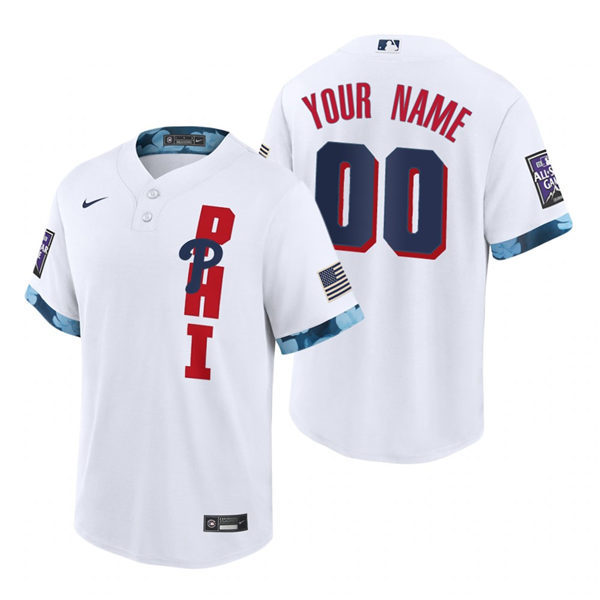 Mens Philadelphia Phillies Custom Bryce Harper J.T. Realmuto Rhys Hoskins Aaron Nola Andrew McCutchen Nike White 2021