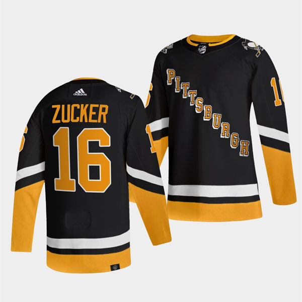 Mens Pittsburgh Penguins #16 Jason Zucker adidas 2021-22 Black Alternate Throwback Jersey Stitched