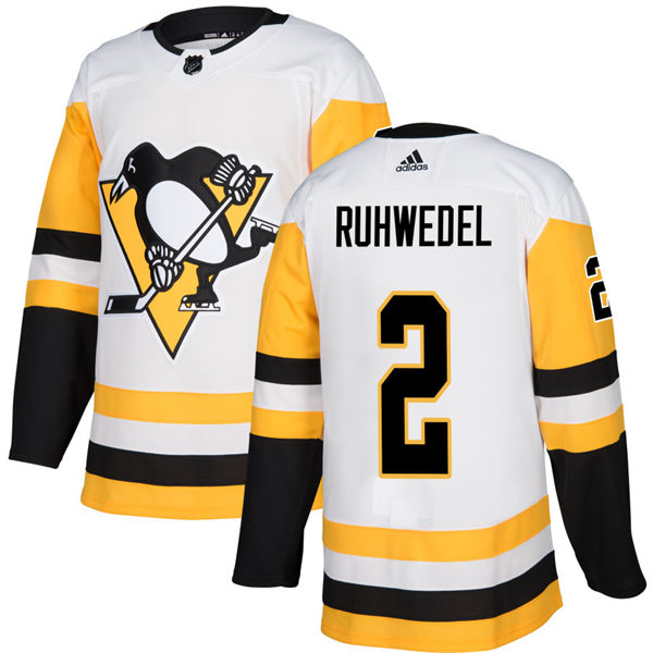 Mens Pittsburgh Penguins #2 Chad Ruhwedel adidas Away White Player Jersey 