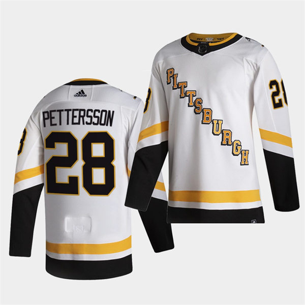 Mens Pittsburgh Penguins #28 Marcus Pettersson White adidas 2020-21 Reverse Retro Special Edition Jersey Stitched