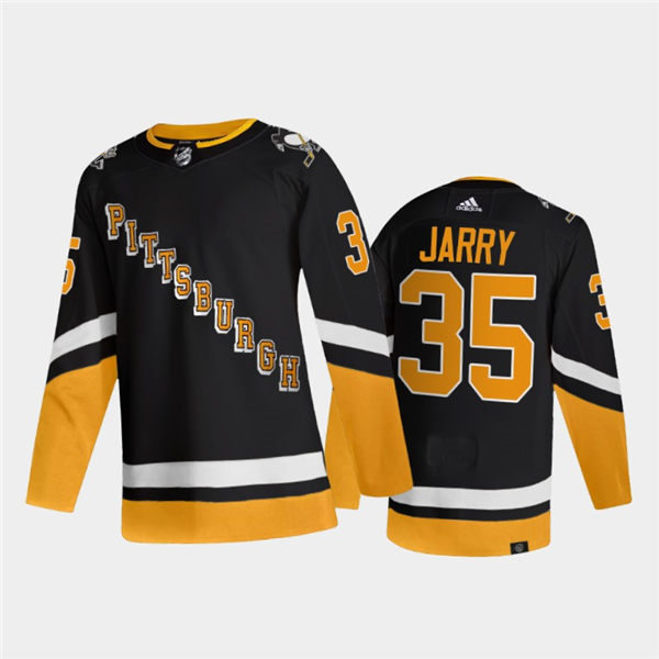 Mens Pittsburgh Penguins #35 Tristan Jarry adidas 2021-22 Black Alternate Throwback Jersey Stitched