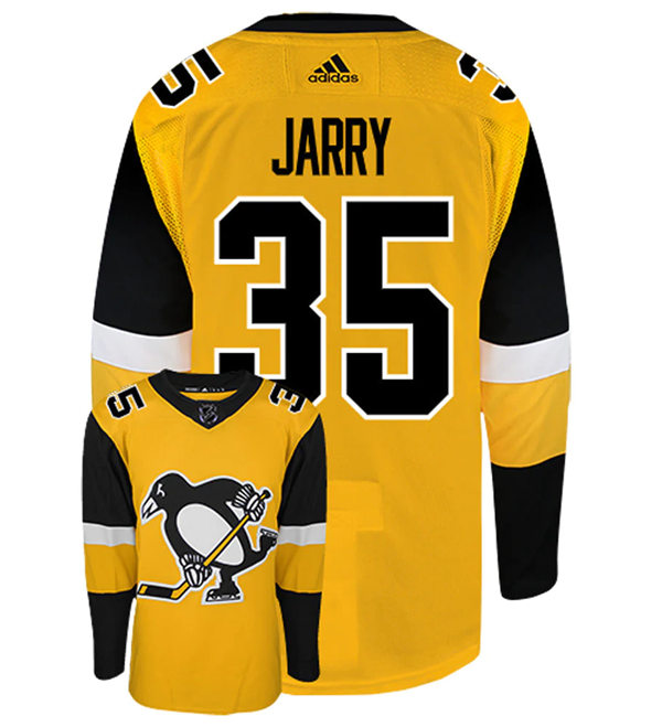 Mens Pittsburgh Penguins #35 Tristan Jarry adidas Gold Alternate Jersey 