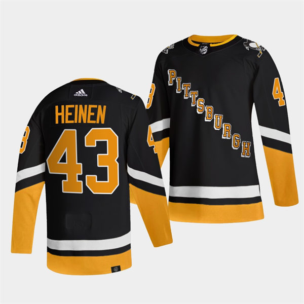 Mens Pittsburgh Penguins #43 Danton Heinen adidas 2021-22 Black Alternate Throwback Jersey Stitched