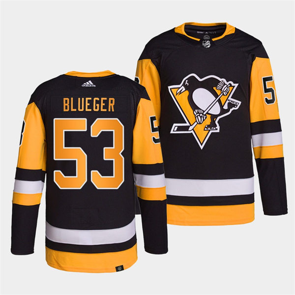 Mens Pittsburgh Penguins #53 Teddy Blueger adidas Home Black Player Jersey Stitched