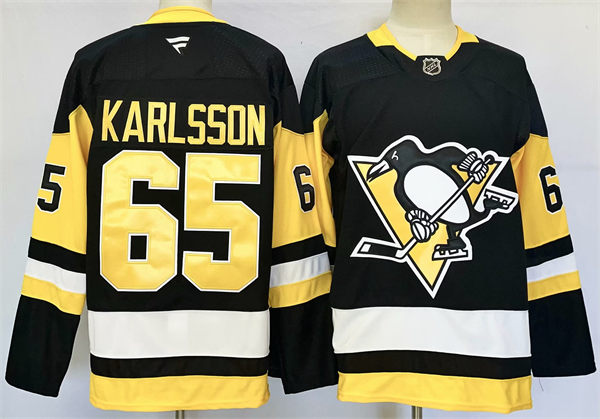 Mens Pittsburgh Penguins #65 Erik Karlsson Fanatics Home Black Player Jersey 