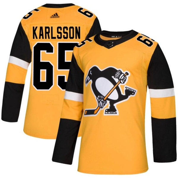Mens Pittsburgh Penguins #65 Erik Karlsson adidas Gold Alternate Jersey 