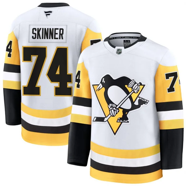 Mens Pittsburgh Penguins #74 Stuart Skinner Fanatics Away White Premium Jersey 