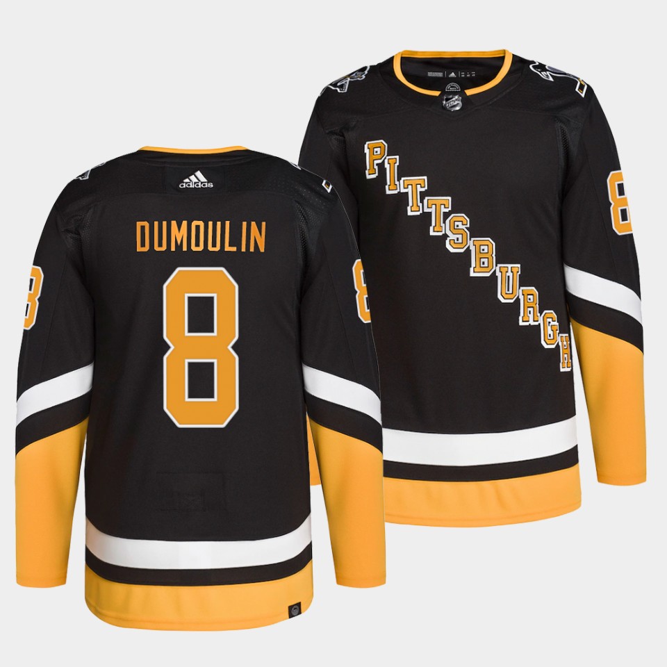 Mens Pittsburgh Penguins #8 Brian Dumoulin 2021-22 Black Alternate Throwback Jersey Stitched