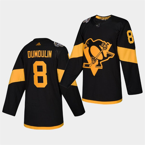 Mens Pittsburgh Penguins #8 Brian Dumoulin adidas Black 2019 NHL Stadium Series Player Jersey Stitched