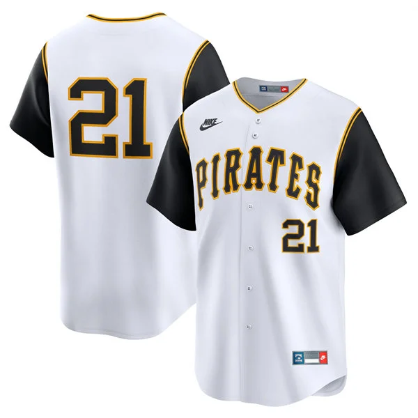 Mens Pittsburgh Pirates #21 Roberto Clemente Nike White Cooperstown Collection Limited Jersey 