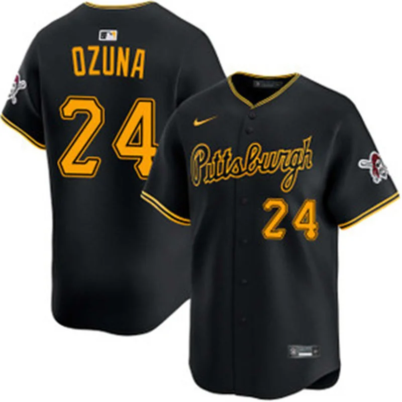 Mens Pittsburgh Pirates #24 Marcell Ozuna Nike Black Alternate 2nd Pittsburgh Limited Jersey 